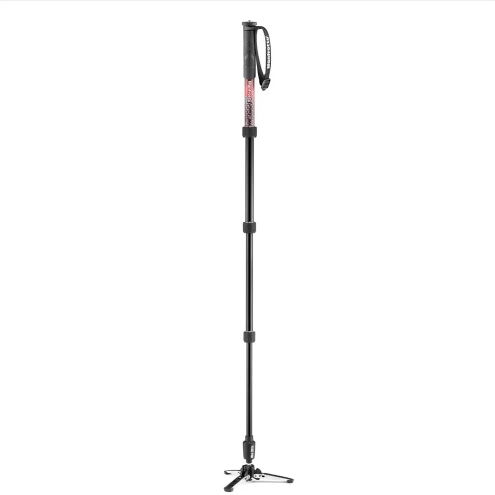 Manfrotto Video Monopod‎ Unisex OS Red Element MII 4-Section Aluminum Fluid Pan